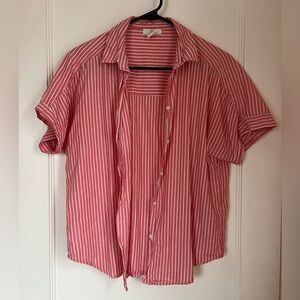 H&M Red and White Striped Casual Shirt